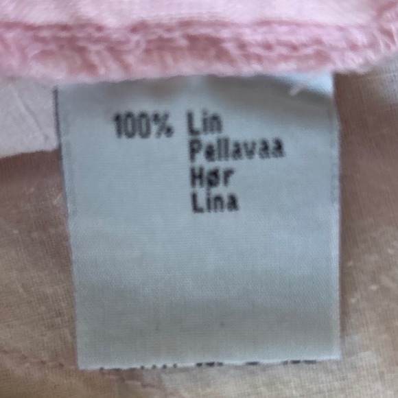 Review Pink Linen Blend Cropped Capri‎ Pants Women Size 44 Snap Button Detail - Picture 7 of 8